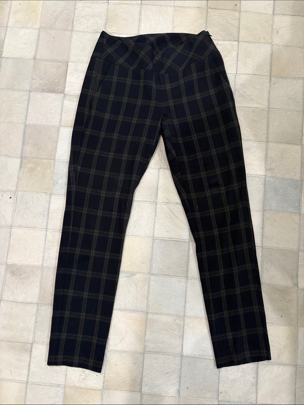 Cabi Plaid Ponte Pantsq - Black/Grey